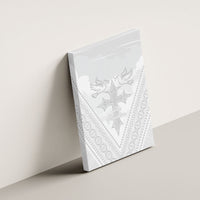 Peniamina Gospel Day Niue Canvas Wall Art Cross Dove Hiapo Pattern White LT14 - Polynesian Pride