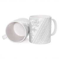 Peniamina Gospel Day Niue Ceramic Mug Cross Dove Hiapo Pattern White LT14 - Polynesian Pride