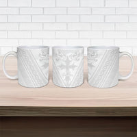 Peniamina Gospel Day Niue Ceramic Mug Cross Dove Hiapo Pattern White LT14 - Polynesian Pride
