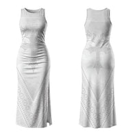 Peniamina Gospel Day Niue Couples Matching Tank Maxi Dress and Hawaiian Shirt Cross Dove Hiapo Pattern White LT14 - Polynesian Pride