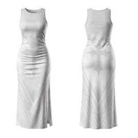 Peniamina Gospel Day Niue Family Matching Tank Maxi Dress and Hawaiian Shirt Cross Dove Hiapo Pattern White LT14 Mom's Dress White - Polynesian Pride