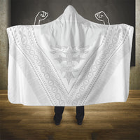 Peniamina Gospel Day Niue Hooded Blanket Cross Dove Hiapo Pattern White LT14 - Polynesian Pride