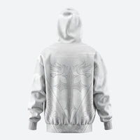 Peniamina Gospel Day Niue Hoodie Cross Dove Hiapo Pattern White LT14 - Polynesian Pride