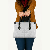 Peniamina Gospel Day Niue Leather Bag Cross Dove Hiapo Pattern White LT14 - Polynesian Pride