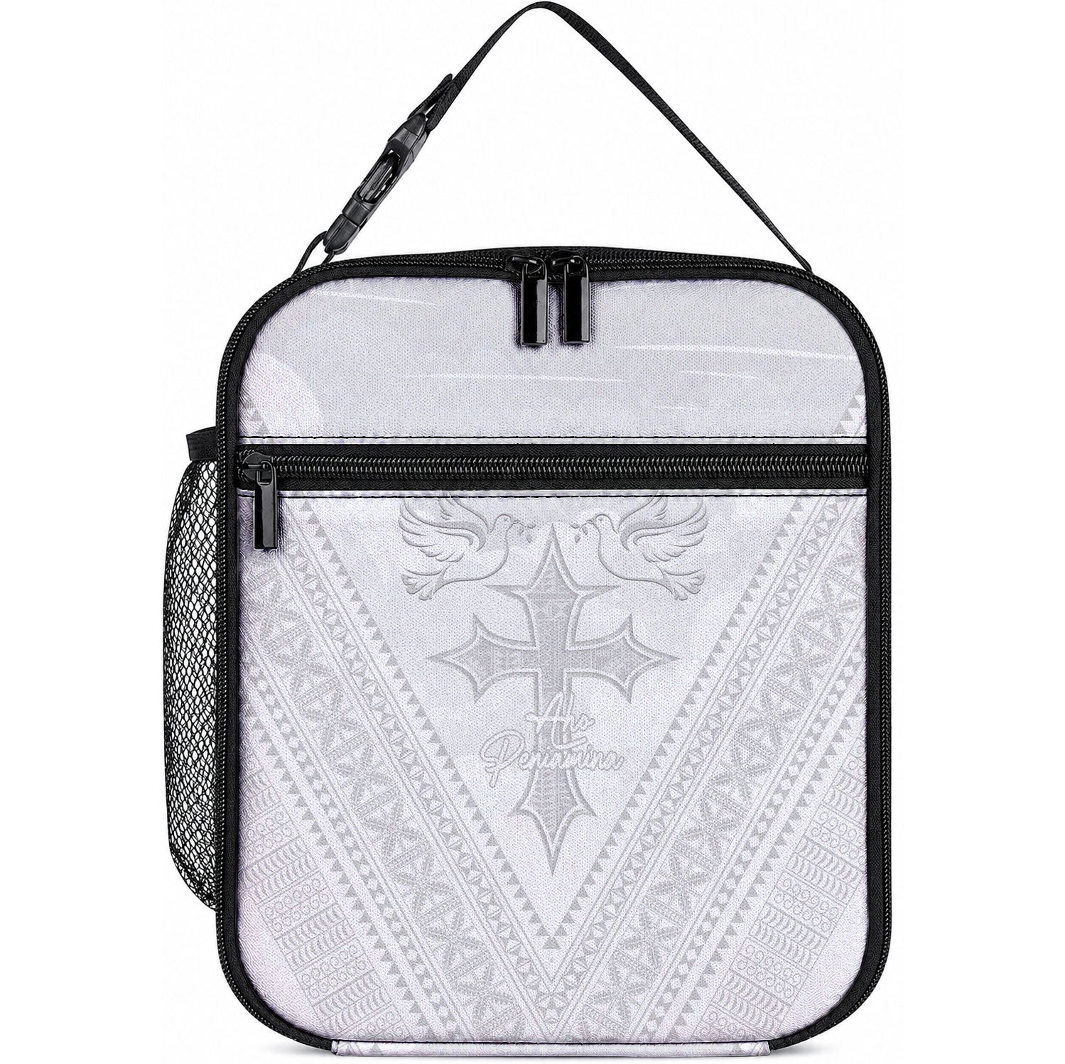 Peniamina Gospel Day Niue Lunch Bag Cross Dove Hiapo Pattern White