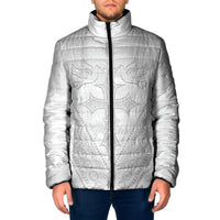 Peniamina Gospel Day Niue Padded Jacket Cross Dove Hiapo Pattern White