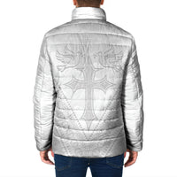 Peniamina Gospel Day Niue Padded Jacket Cross Dove Hiapo Pattern White