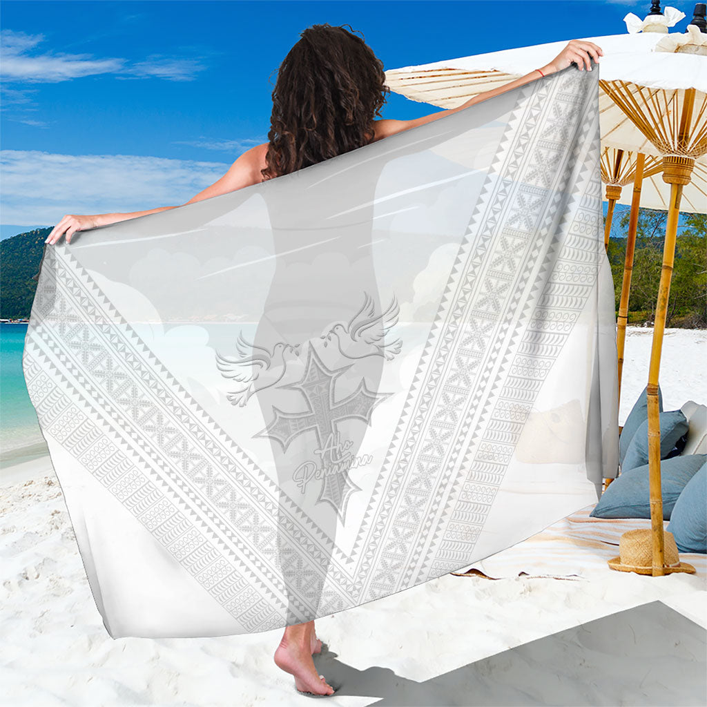 Peniamina Gospel Day Niue Sarong Cross Dove Hiapo Pattern White