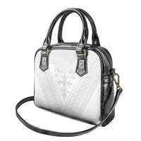 Peniamina Gospel Day Niue Shoulder Handbag Cross Dove Hiapo Pattern White LT14 - Polynesian Pride