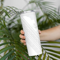Peniamina Gospel Day Niue Skinny Tumbler Cross Dove Hiapo Pattern White LT14 - Polynesian Pride