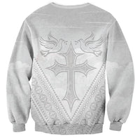 Peniamina Gospel Day Niue Sweatshirt Cross Dove Hiapo Pattern White