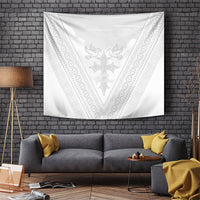 Peniamina Gospel Day Niue Tapestry Cross Dove Hiapo Pattern White LT14 White - Polynesian Pride