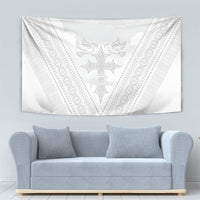 Peniamina Gospel Day Niue Tapestry Cross Dove Hiapo Pattern White LT14 - Polynesian Pride