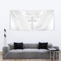 Peniamina Gospel Day Niue Tapestry Cross Dove Hiapo Pattern White LT14 - Polynesian Pride