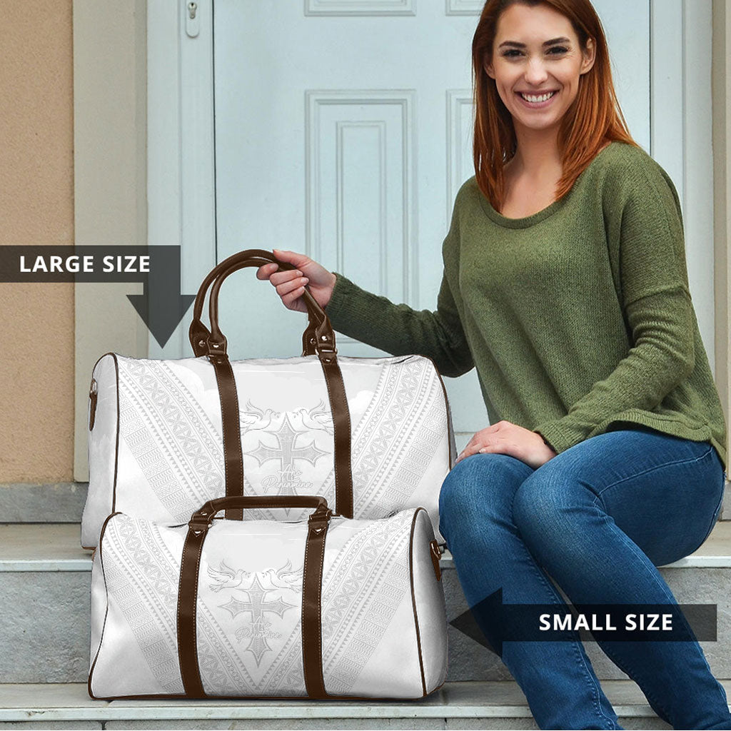 Peniamina Gospel Day Niue Travel Bag Cross Dove Hiapo Pattern White LT14 - Polynesian Pride