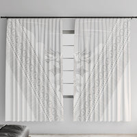 Peniamina Gospel Day Niue Window Curtain Cross Dove Hiapo Pattern White