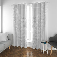 Peniamina Gospel Day Niue Window Curtain Cross Dove Hiapo Pattern White