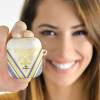 Peniamina Gospel Day Niue AirPods Case Cross Dove Hiapo Pattern Yellow LT14 - Polynesian Pride