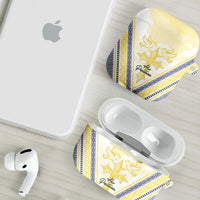 Peniamina Gospel Day Niue AirPods Case Cross Dove Hiapo Pattern Yellow LT14 - Polynesian Pride