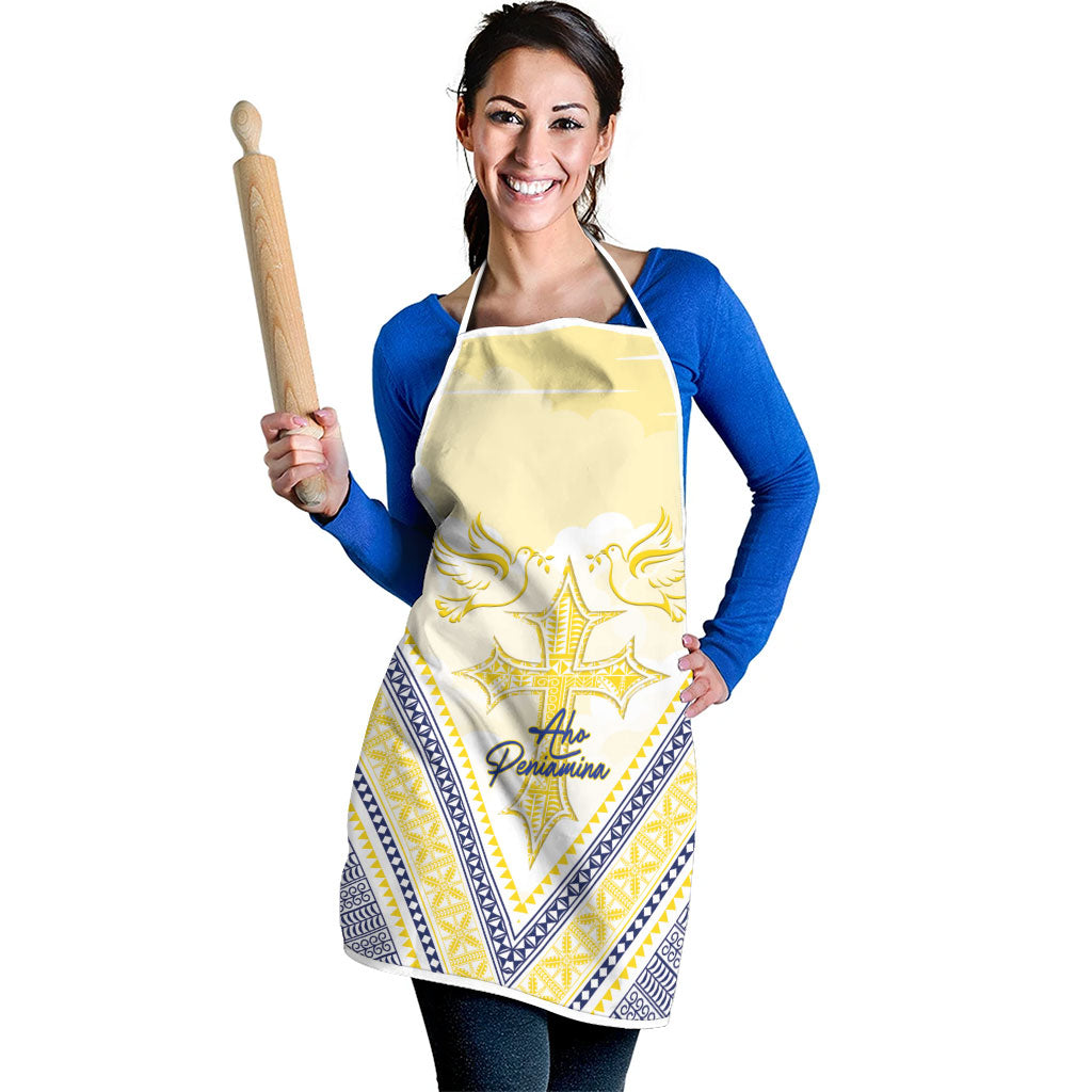 Peniamina Gospel Day Niue Apron Cross Dove Hiapo Pattern Yellow LT14 - Polynesian Pride