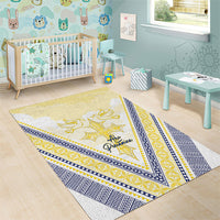 Peniamina Gospel Day Niue Area Rug Cross Dove Hiapo Pattern Yellow LT14 - Polynesian Pride