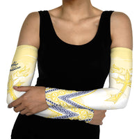 Peniamina Gospel Day Niue Arm Sleeves Cross Dove Hiapo Pattern Yellow LT14 - Polynesian Pride