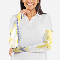 Peniamina Gospel Day Niue Arm Sleeves Cross Dove Hiapo Pattern Yellow LT14 - Polynesian Pride