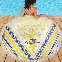 Peniamina Gospel Day Niue Beach Blanket Cross Dove Hiapo Pattern Yellow LT14 - Polynesian Pride