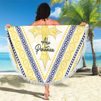 Peniamina Gospel Day Niue Beach Blanket Cross Dove Hiapo Pattern Yellow LT14 - Polynesian Pride