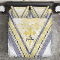 Peniamina Gospel Day Niue Bedding Set Cross Dove Hiapo Pattern Yellow LT14 Yellow - Polynesian Pride