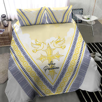 Peniamina Gospel Day Niue Bedding Set Cross Dove Hiapo Pattern Yellow LT14 - Polynesian Pride