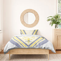 Peniamina Gospel Day Niue Bedding Set Cross Dove Hiapo Pattern Yellow LT14 - Polynesian Pride