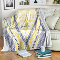 Peniamina Gospel Day Niue Blanket Cross Dove Hiapo Pattern Yellow