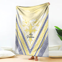 Peniamina Gospel Day Niue Blanket Cross Dove Hiapo Pattern Yellow