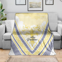 Peniamina Gospel Day Niue Blanket Cross Dove Hiapo Pattern Yellow