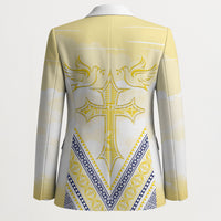 Peniamina Gospel Day Niue Blazer Cross Dove Hiapo Pattern Yellow