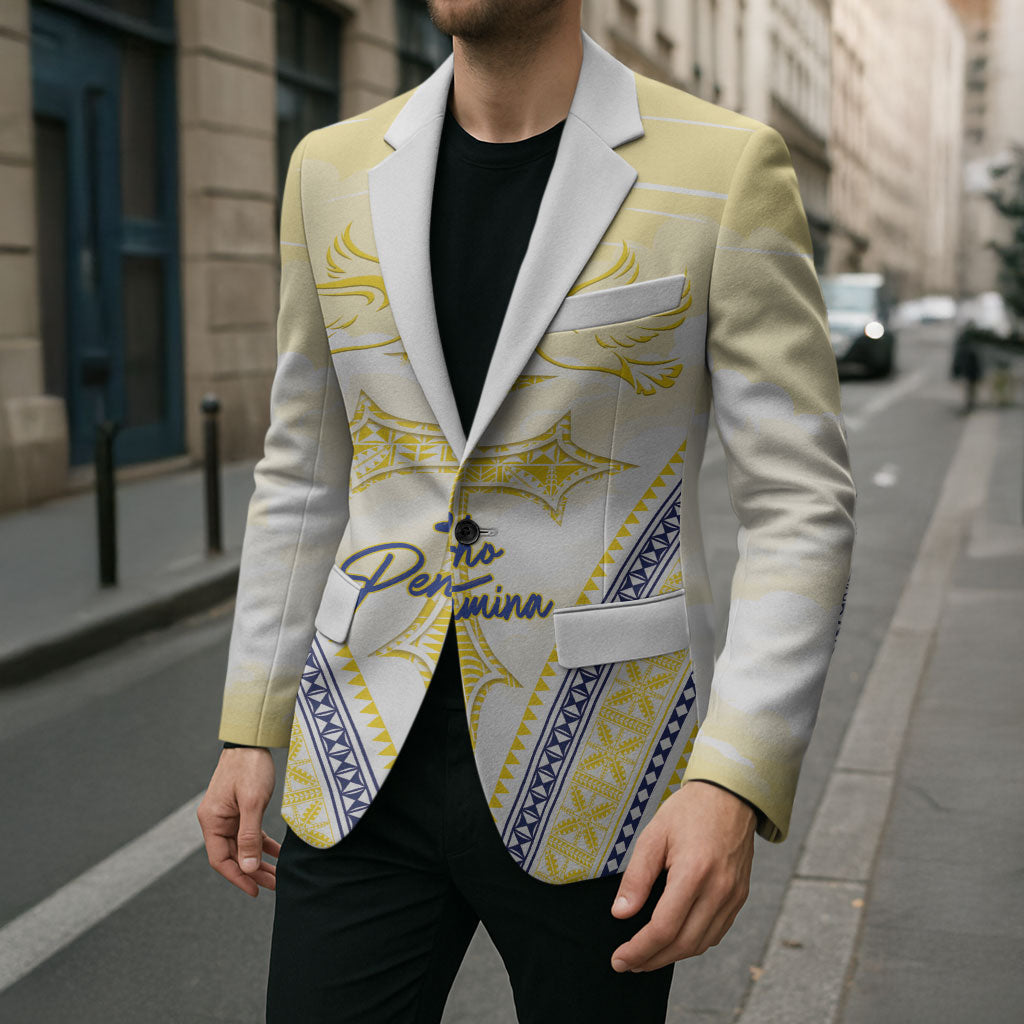 Peniamina Gospel Day Niue Blazer Cross Dove Hiapo Pattern Yellow