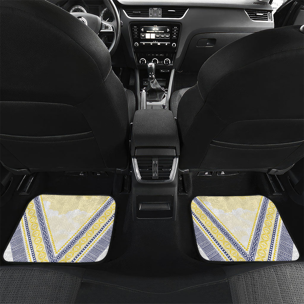 Peniamina Gospel Day Niue Car Mats Cross Dove Hiapo Pattern Yellow LT14 Set 2pcs - Back Yellow - Polynesian Pride