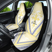 Peniamina Gospel Day Niue Car Seat Cover Cross Dove Hiapo Pattern Yellow LT14 - Polynesian Pride