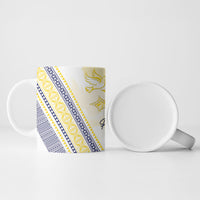 Peniamina Gospel Day Niue Ceramic Mug Cross Dove Hiapo Pattern Yellow LT14 - Polynesian Pride