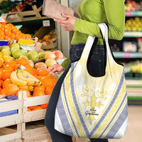 Peniamina Gospel Day Niue Grocery Bag Cross Dove Hiapo Pattern Yellow LT14 - Polynesian Pride