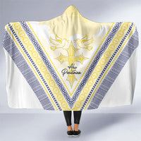 Peniamina Gospel Day Niue Hooded Blanket Cross Dove Hiapo Pattern Yellow LT14 One Size Yellow - Polynesian Pride