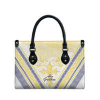 Peniamina Gospel Day Niue Leather Bag Cross Dove Hiapo Pattern Yellow LT14 - Polynesian Pride