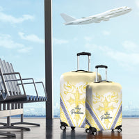 Peniamina Gospel Day Niue Luggage Cover Cross Dove Hiapo Pattern Yellow