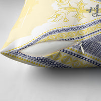 Peniamina Gospel Day Niue Pillow Cover Cross Dove Hiapo Pattern Yellow LT14 - Polynesian Pride