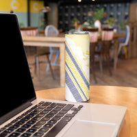 Peniamina Gospel Day Niue Skinny Tumbler Cross Dove Hiapo Pattern Yellow