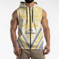 Peniamina Gospel Day Niue Sleeveless Zip Hoodie Cross Dove Hiapo Pattern Yellow LT14 - Polynesian Pride