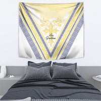 Peniamina Gospel Day Niue Tapestry Cross Dove Hiapo Pattern Yellow LT14 - Polynesian Pride
