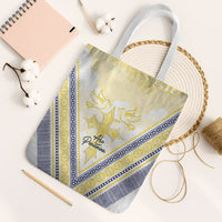 Peniamina Gospel Day Niue Tote Bag Cross Dove Hiapo Pattern Yellow