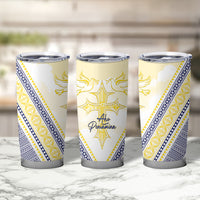Peniamina Gospel Day Niue Tumbler Cup Cross Dove Hiapo Pattern Yellow LT14 - Polynesian Pride